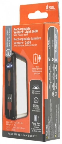 Adventure Medical Kits SOL Venture Light 2600 Recharge With Power Bank 0140-1306 -Holsters Shop adventure medical kits sol venture light 2600 recharge with power bank 0140 1306 0140 1306 02843.1647698695