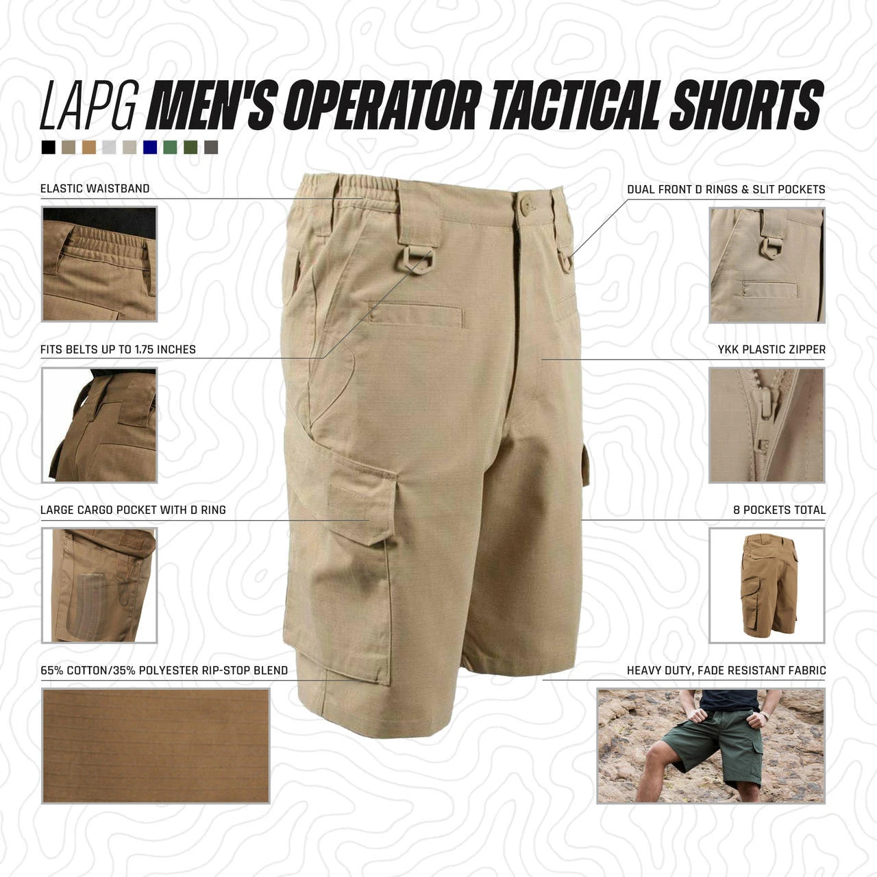 LA Police Gear Men's Operator Tactical Shorts 4 LA Police Gear Men's Operator Tactical Shorts - Image 2