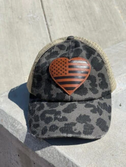 LA Police Gear Pony Tail Leopard Heart Hat -Holsters Shop la police gear pony tail leopard heart hat pthearthat 002 82910.1661887532