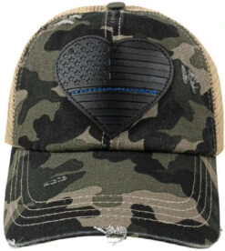 LA Police Gear Pony Tail Thin Blue Line Heart Hat -Holsters Shop la police gear pony tail thin blue line heart hat pthearthat 001 46322.1642072050