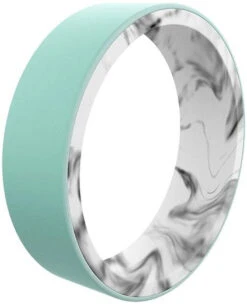 Qalo Women's Switch Reversible White Marble & Aqua Silicone Ring -Holsters Shop qalo womens switch reversible white marble and aqua silicone ring qs9 usq 08961.1646086160