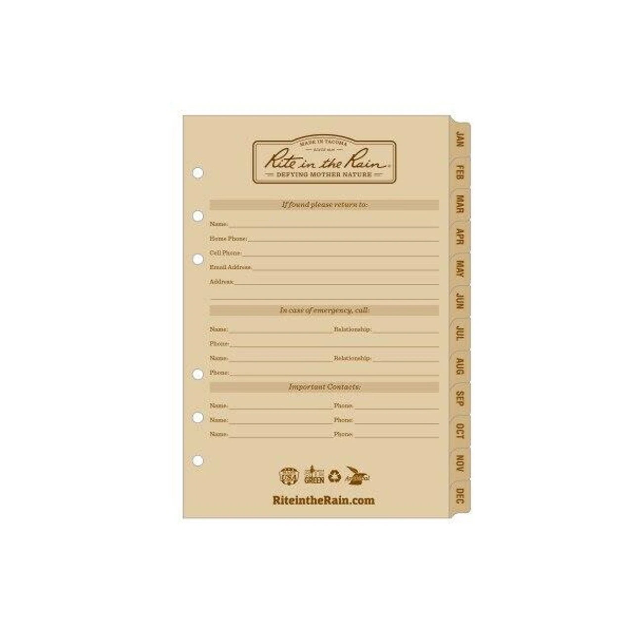 Rite In The Rain 9260D Daily Calendar Pages 4 5/8" X 7" 5 Rite In The Rain 9260D Daily Calendar Pages 4 5/8" X 7" - Image 3