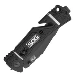 SOG Trident Elite Straight Edge Tanto Black TiNi Folding Knife -Holsters Shop sog trident elite straight edge tanto black tini folding knife tf104 cp 40393.1599988199