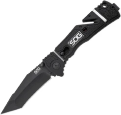 SOG Trident Elite Straight Edge Tanto Black TiNi Folding Knife